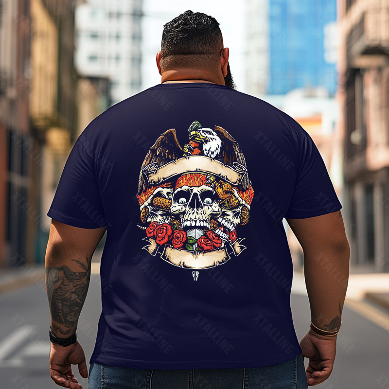Skull Skeleton T2 5D2E 002 Men T Shirts Big and Tall Men Shirts Plus Size Short Sleeve Fashion Casual T Shirt Graphic Tee Shirts Tshirts