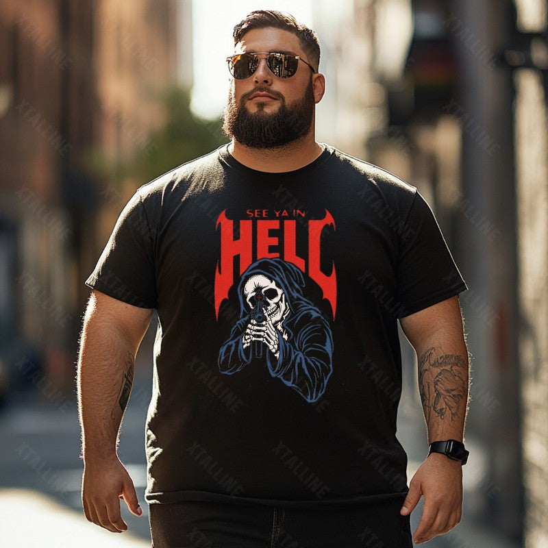 Skull Skeleton T0 5D2C 117 Men T Shirts Big and Tall Men Shirts Plus Size Short Sleeve Fashion Casual T Shirt Graphic Tee Shirts Tshirts