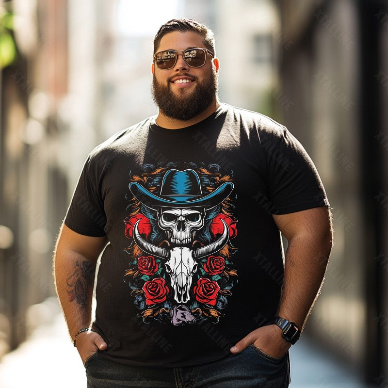 Skull Skeleton T0 5D2E 029 Men T Shirts Big and Tall Men Shirts Plus Size Short Sleeve Fashion Casual T Shirt Graphic Tee Shirts Tshirts