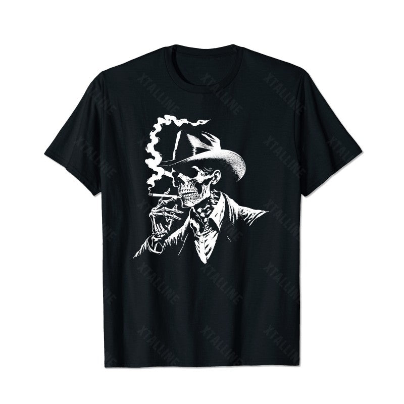 Skull Skeleton T0 5D2E 009 Men T Shirts Big and Tall Men Shirts Plus Size Short Sleeve Fashion Casual T Shirt Graphic Tee Shirts Tshirts